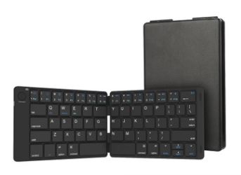 Leather Surface Bluetooth Wireless Folding Keyboard With 40 Hour Rechargeable Battery