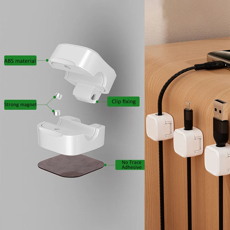 Magnetic Cable Management Organizer - Desk Clip On Wire Holder